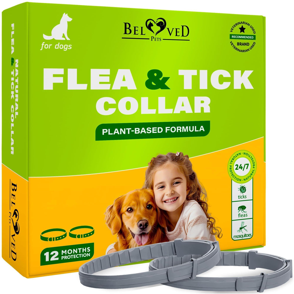 Flea & Tick Collar for Dogs – 2 Pack, Up to 26.5 in