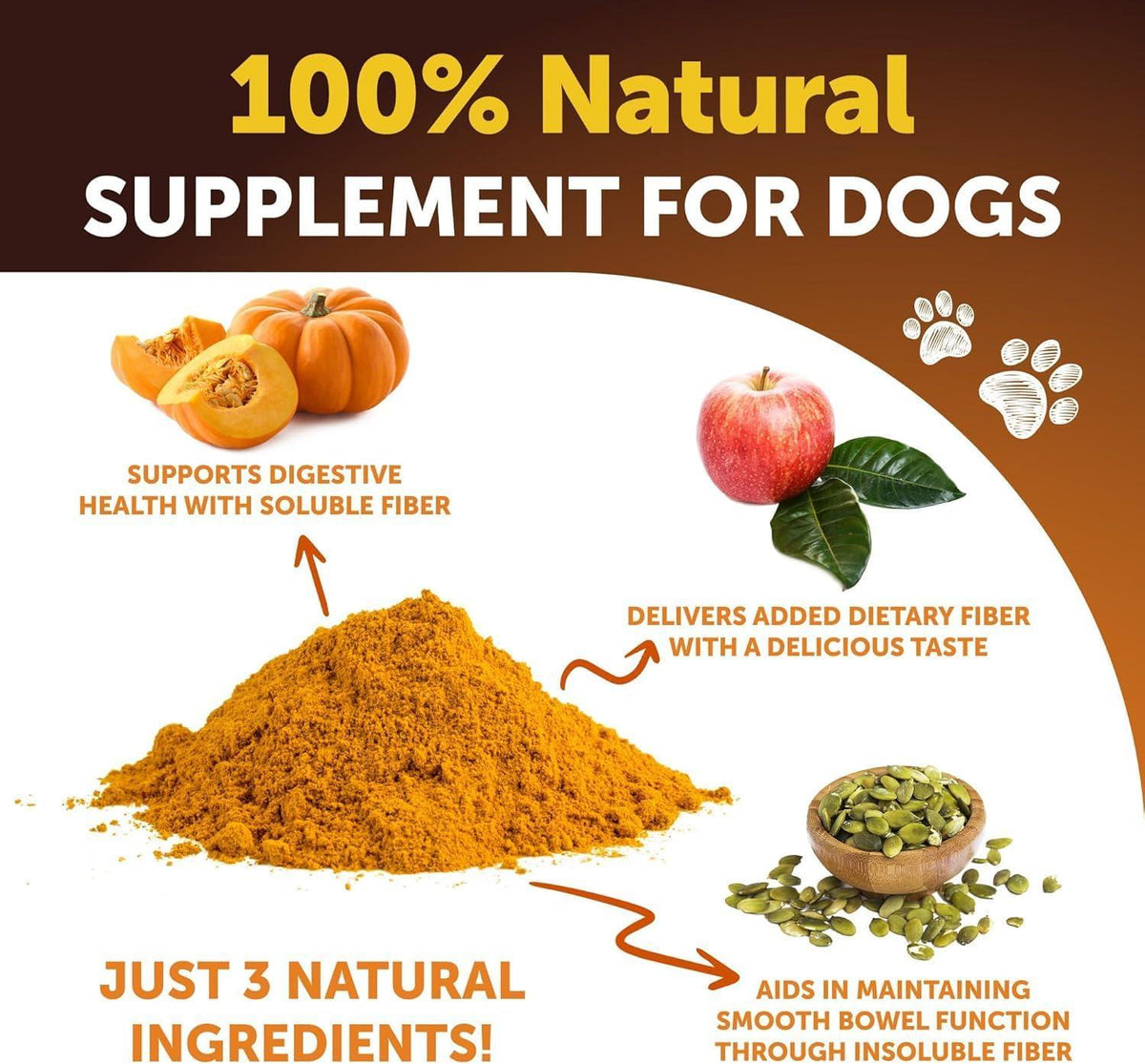 Pumpkin Powder for Dogs Digestive Fiber Supplement 16 oz