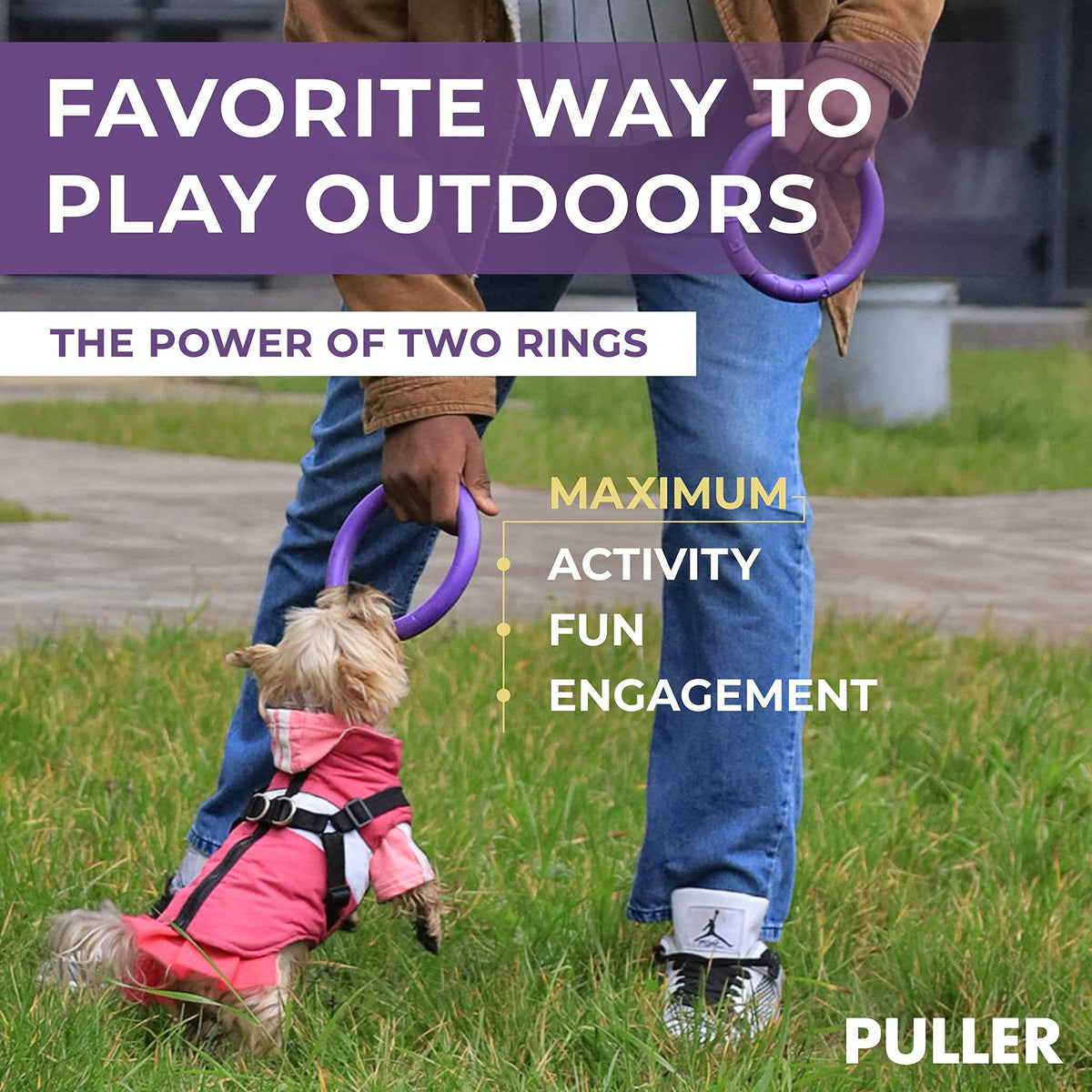 Mini Dog Fetch Rings – Purple 2-Ring Toy