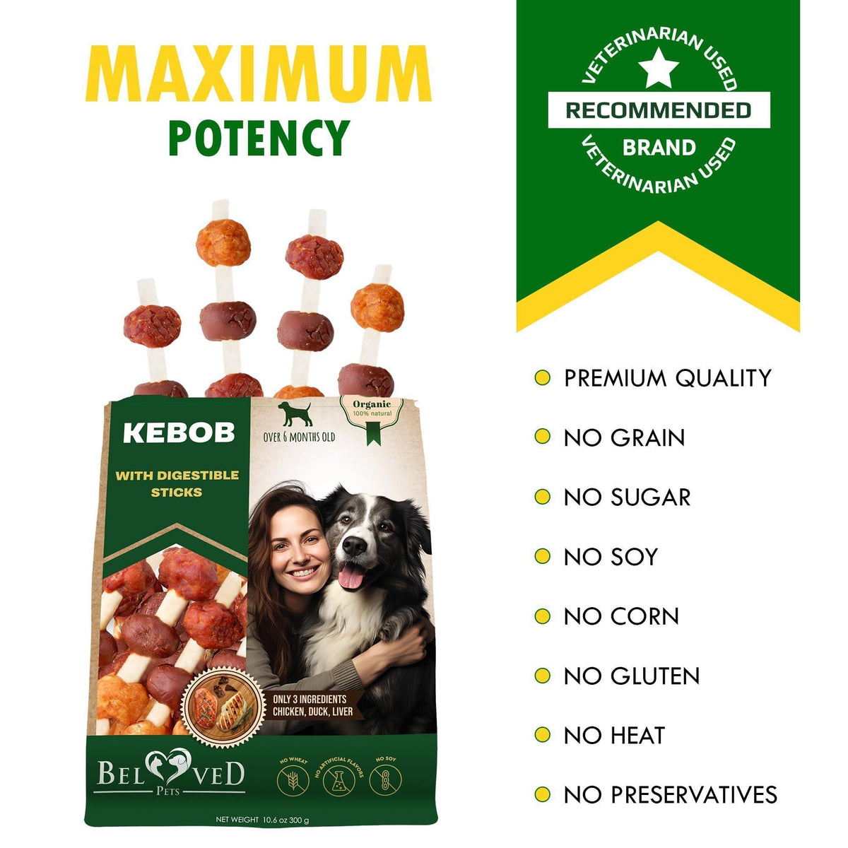 Duck & Chicken Kabob Dog Treats – Rawhide-Free