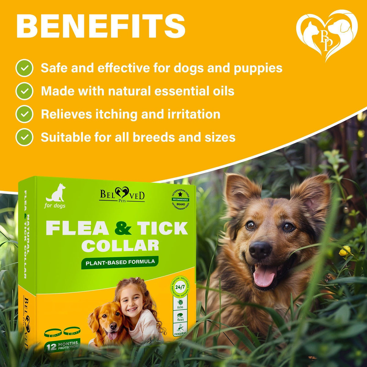 Flea & Tick Collar for Dogs – 2 Pack, Up to 26.5 in